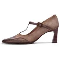 Hispanitas per donna. HI264952 Scarpe in pelle Paris talpa (37), 3 a 5cm, Fibbia, Casual, Da sera, Taupe