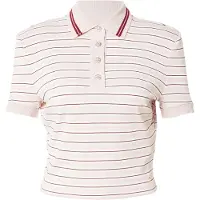 GUESS per donna. W6YP22K4368 Polo a righe rosa (S), Casual, Viscosa, Manica corta