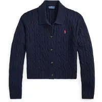 Ralph Lauren per donna. 211B30509002 Cardigan in cotone a trecce blu marino (S), Casual, Navy