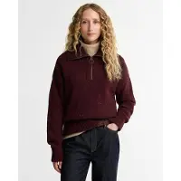 Barbour per donna. LKN1579 Jersey Lavensdale Half Zip Fleck bordeaux (S), Casual, Lana, Manica lunga