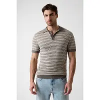 GUESS per uomo. M6YR18Z0923 Polo a righe verde (S), Casual, Multicolore, Acrilico, Viscosa, Manica corta