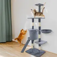 StarTech.com Albero per gatti - Grattacavi - Torre per arrampicata - Tiragraffi - 5+ livelli - Struttura in legno - Grigio