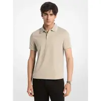 Michael Kors per uomo. CS652WR19P Polo in maglia liscia di cotone con rifinitura beige (S), Casual, Manica corta