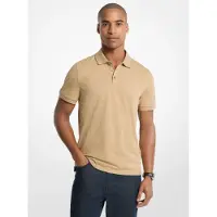Michael Kors per uomo. CS650V848T Polo in maglia liscia di cotone con logo beige (S), Casual, Manica corta