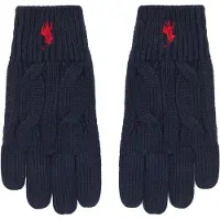 Ralph Lauren unisex. 323P00672001 Guanti di cotone a trecce blu marino (S/M), Casual, Navy