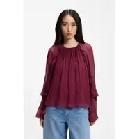 BOSS per donna. 50573224 Blusa Bradia granata (38), Rosso, Casual, Viscosa, Manica lunga