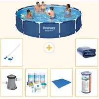 Bestway Steel Pro, piscina in acciaio, rotonda - 396x84 cm - composta da 7 elementi, modello S21612