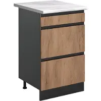 Vicco Mobiletto base per cucina R-Line Rovere dorato/Antracite 50 cm piano di lavoro Marmo, Model 69817