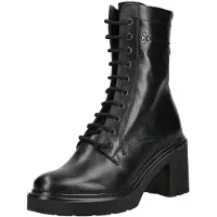 Nero Giardini stivaletto stringato nero in pelle con zip laterale e tacco medio-alto | Taglia 37