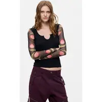 Desigual , Maglietta a Maniche Lunghe Stampata, Donna, Nero, XL