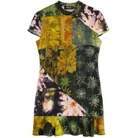 Desigual , Vestito corto stampato, Donna, Viscosa, Verde, XL