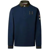 Hackett per uomo. HM5700026 Polo rugby Multi Badge blu marino (3XL), Casual, Cotone, Manica lunga, Navy
