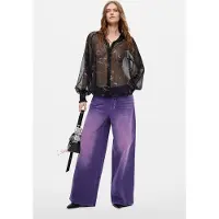 Desigual , Pantalone in microvelluto a coste gamba larga, Donna, Cotone, Rosso, 42