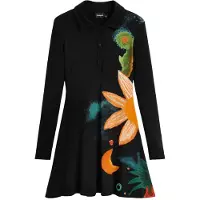Desigual , Vestito a fiori a maniche lunghe, Donna, Viscosa, Nero, XL