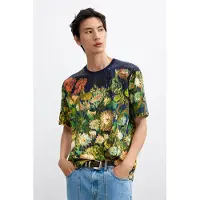 Desigual , T-shirt con stampa nature morta, Uomo, Cotone, Blu, L