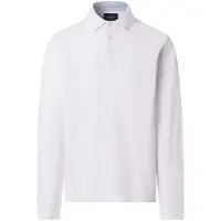 Hackett London per uomo. HM5500041 polo piqué manica lunga fit classico bianco (L), Casual, Cotone