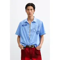 Desigual , Camicia corta in cotone stampata, Uomo, Cotone, Blu, S