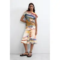 Desigual , Gonna midi stampata, Donna, Cotone, Giallo, S