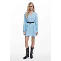 Desigual , Abito camicia con cintura, Blu, M
