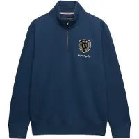 Superdry per uomo. M2014584A Felpa sportiva vintage con mezza zip, blu (L), Casual, Cotone