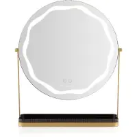Beautifly Specchio da Trucco con Luci LED, Tondo, da Tavolo, Luce Regolabile Calda Naturale Fredda, Interruttore Touch– Round LED Vanity Mirror