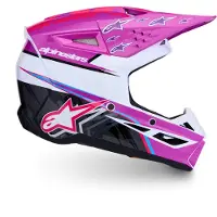 Alpinestars Casco S-M3 Falcon Ragazzo ECE 22.06 Purple White Black Pink Fl Gl, Taglia: YL