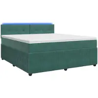 Syfax Letto a molle con materasso verde scuro 140 x 190 cm in velluto