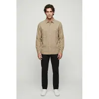 Timberland Cotton/linen Pocket Ls Shirt Lemon Pepper Taglia: XXL | Camicie Casual Outlet | Uomo | Bianco