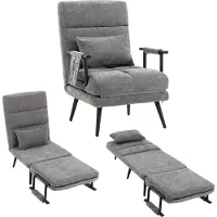 HOMCOM : Poltrona reclinabile 3 in 1, con cuscino lombare, aspetto in chenille