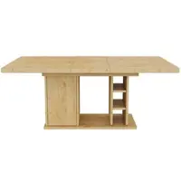 STILVORA : Tavolo da pranzo allungabile per 6-8 persone, tavolo da cucina con spazio contenitivo e piano spesso, tavolo allungabile in stile scandinavo, finitura noce