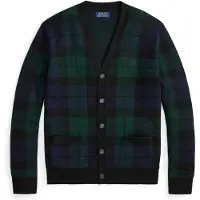 Ralph Lauren per uomo. 710B23895001 Cardigan di lana a quadri neri (XL), Nero, Casual, Manica lunga