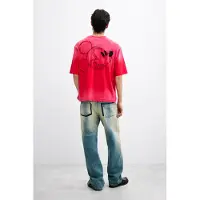 Desigual , T-shirt ricamo Mickey, Uomo, Cotone, Rosso, S