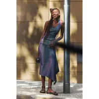 Desigual , gonna lunga in maglia cangiante, Donna, Blu, L