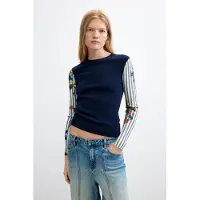 Desigual , Maglione stampato floreale, Donna, Blu, XS