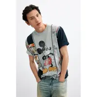 Desigual , T-shirt collage Mickey, Uomo, Cotone, Blu, XL