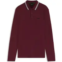 BOSS per uomo. 50536609 Polo plissettato maniche lunghe bordeaux (M), Casual, Granata, Cotone, Manica lunga