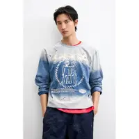 Desigual , T-shirt stampata con logo, Cotone, Blu, M