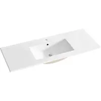AC-DÉCO Lavabo da incasso in Vetroceramica 121 x 46 cm, bianco lucido, rettangolare