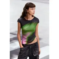 Desigual , Maglietta in maglia a manica corta, Donna, Poliestere, Nero, XS