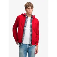 Superdry per uomo. M2014703A Felpa con cappuccio e zip Essential Logo rossa (M), Rosso, Casual, Cotone