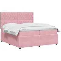 vidaXL LED letto a molle con materasso rosa 200 x 200 cm in velluto