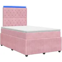 vidaXL LED letto a molle con materasso rosa 120 x 200 cm in velluto