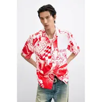 Desigual , Camicia stampata racing, Uomo, Cotone, Rosso, S