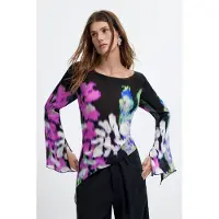 Desigual , Blusa asimmetrica stampata M. C. Lacroix, Donna, Viscosa, Nero, S