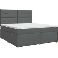 Syfax Letto a molle con materasso grigio scuro 140 x 200 cm in tessuto
