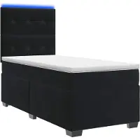 Syfax Letto a molle con materasso nero 100 x 200 cm in velluto