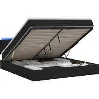 vidaXL Letto contenitore con materasso e luci LED, nero, 160 x 200 cm, rivestito in tessuto