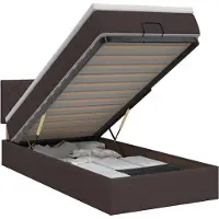 vidaXL Panca letto con materasso, marrone scuro, 90 x 190 cm, rivestita in tessuto