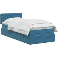vidaXL Letto a castello con contenitore LED con materasso, blu scuro, 90 x 190 cm, velluto