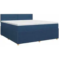 Syfax Letto a molle insacchettate con materasso e testiera in tessuto blu 140 x 200 cm